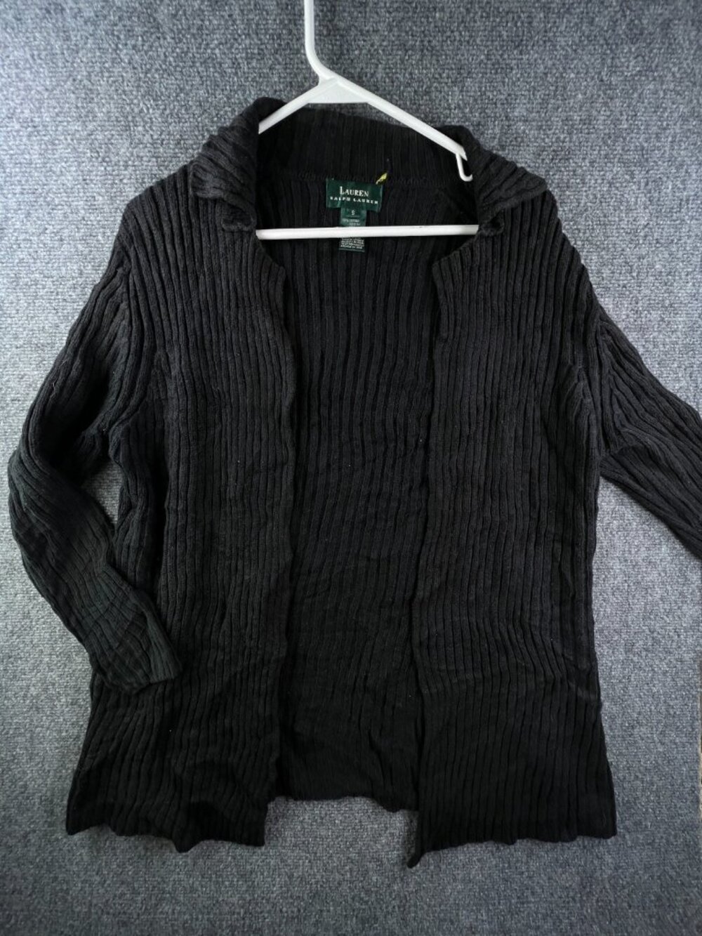 Lauren Ralph Lauren Women Sweater Gray Open Small Cotton Oversized Long Sleeve